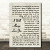Whitney Houston I Will Always Love You Vintage Script Song Lyric Quote Print
