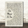 Whitney Houston One Moment In Time Vintage Script Song Lyric Quote Print