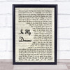 James Morrison In My Dreams Vintage Script Song Lyric Print