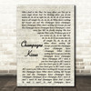 Jessie Ware Champagne Kisses Vintage Script Song Lyric Print