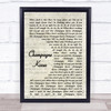 Jessie Ware Champagne Kisses Vintage Script Song Lyric Print
