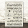Mike + The Mechanics The Living Years Vintage Script Song Lyric Print