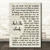 Stevie Wonder Isn't She Lovely Vintage Script Song Lyric Print