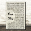 Tina Turner Proud Mary Vintage Script Song Lyric Print