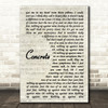 Tom Odell Concrete Vintage Script Song Lyric Print