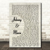 Up & Running Johnny & Marie Vintage Script Song Lyric Print