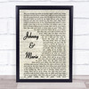 Up & Running Johnny & Marie Vintage Script Song Lyric Print