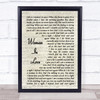 Barbra Streisand Woman In Love Vintage Script Song Lyric Print