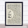 Blue October A Quiet Mind Vintage Script Song Lyric Print