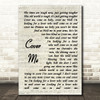 Bruce Springsteen Cover Me Vintage Script Song Lyric Print