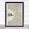 Coldplay Yellow Vintage Script Song Lyric Print