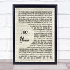 Five For Fighting 100 Years Vintage Script Song Lyric Print