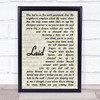 James Laid Vintage Script Song Lyric Print