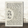 Roger Miller King Of The Road Vintage Script Song Lyric Print