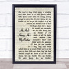 The Hollies He Ain't Heavy, He's My Brother Vintage Script Song Lyric Print