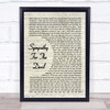 The Rolling Stones Sympathy For The Devil Vintage Script Song Lyric Print