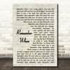 Alan Jackson Remember When Song Lyric Vintage Script Quote Print