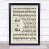 Back To Black Amy Winehouse Script Quote Song Lyric Print