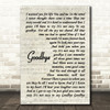 Lionel Richie Goodbye Song Lyric Vintage Script Quote Print