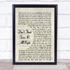 Don't Think Twice It's All Right Bob Dylan Script Quote Song Lyric Print