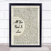 The Beatles All You Need Is Love Song Lyric Vintage Script Quote Print