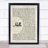 Hello Adele Script Quote Song Lyric Print