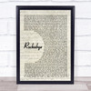 Clean Bandit Rockabye Vintage Script Song Lyric Print