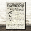 Electric Light Orchestra Hold On Tight Vintage Script Song Lyric Print