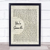 Reba McEntire You're Gonna Be Vintage Script Song Lyric Print