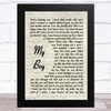 Elvis Presley My Boy Vintage Script Song Lyric Music Art Print