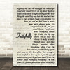 Journey Faithfully Vintage Script Song Lyric Music Art Print