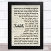 Journey Faithfully Vintage Script Song Lyric Music Art Print