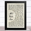 Kenny Chesney All I Need to Know Vintage Script Song Lyric Music Art Print