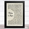 Marillion Waiting to Happen Vintage Script Song Lyric Music Art Print