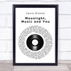 Laura Greene Moonlight, Music and You Vinyl Record Song Lyric Print