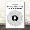 Coldplay Every Teardrop Is A Waterfall Vinyl Record Song Lyric Print