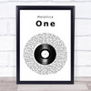 Metallica One Vinyl Record Song Lyric Wall Art Print