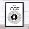 Rush The Spirit Of Radio Vinyl Record Song Lyric Wall Art Print