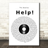 The Beatles Help! Vinyl Record Song Lyric Wall Art Print