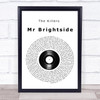 The Killers Mr Brightside Vinyl Record Song Lyric Wall Art Print