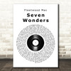 Fleetwood Mac Seven Wonders Vinyl Record Song Lyric Wall Art Print