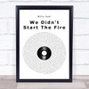 Billy Joel We Didn't Start The Fire Vinyl Record Song Lyric Quote Music Print