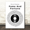 Elvis Presley Fame And Fortune Vinyl Record Song Lyric Quote Music Print