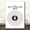 Queen Don't Stop Me Now Vinyl Record Song Lyric Quote Print