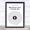 Celine Dion Because You Loved Me Vinyl Record Song Lyric Quote Print