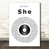 Jen foster She Vinyl Record Song Lyric Quote Print