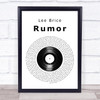 Lee Brice Rumor Vinyl Record Song Lyric Quote Print