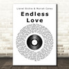 Lionel Richie & Mariah Carey Endless Love Vinyl Record Song Lyric Quote Print