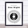 Elvis Presley One Night Vinyl Record Song Lyric Quote Print