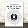 Frankie Ballard It All Started With A Beer Vinyl Record Song Lyric Quote Print
